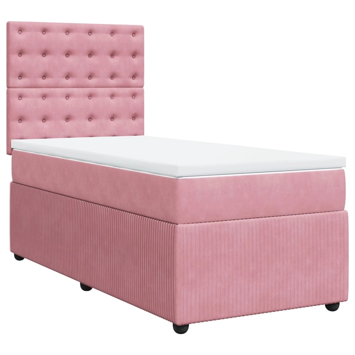 vidaXL Boxspringbett, Boxspringbett mit Matratze Rosa 100x200 cm Samt günstig online kaufen