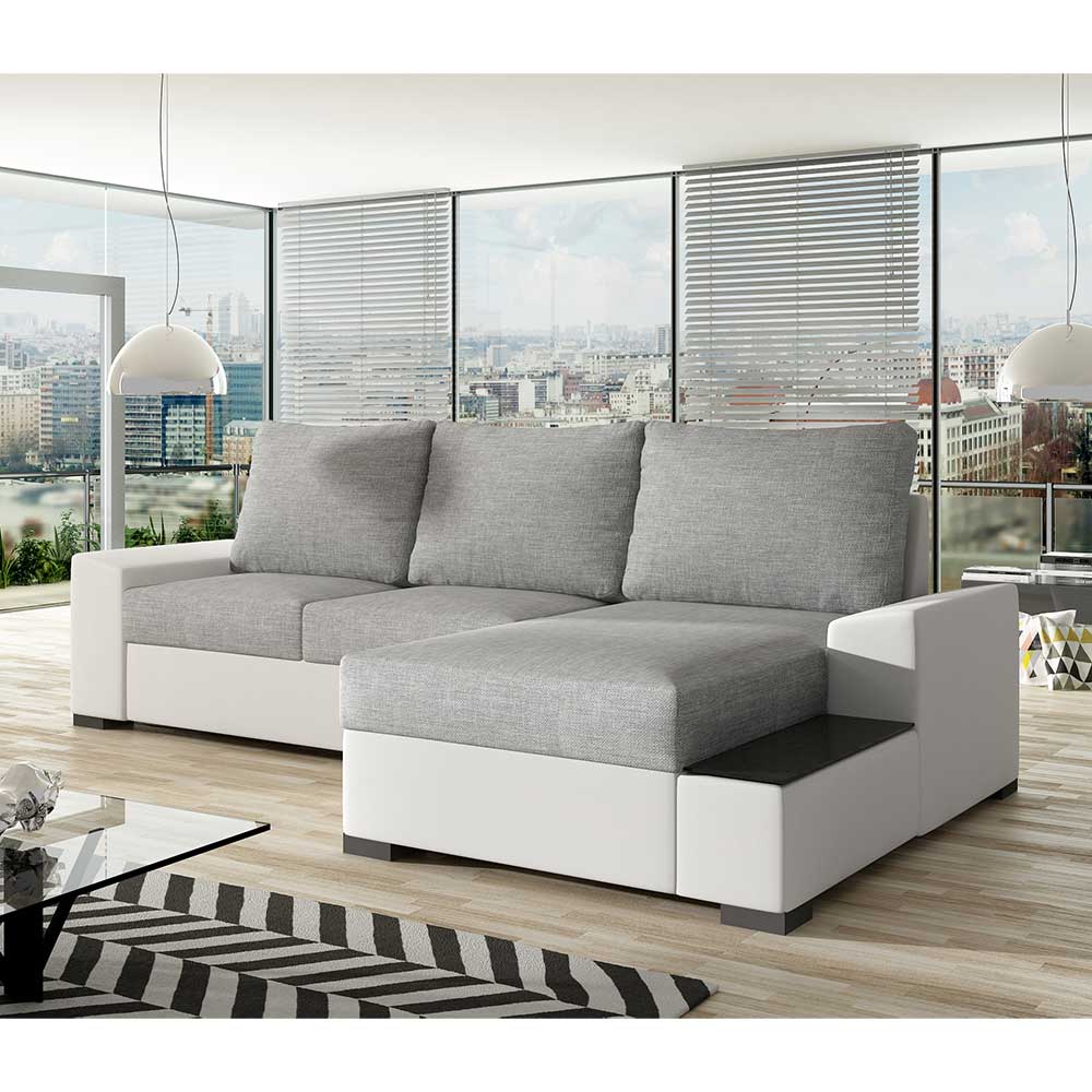 Ecksofa Sofaecke in Grau und Weiß günstig online kaufen