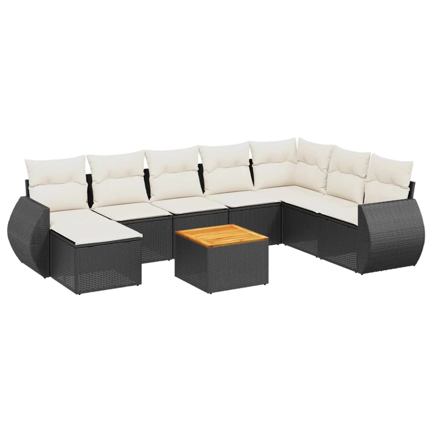 vidaXL 9-Tlg Garten-Sofagarnitur mit Kissen Schwarz Poly Rattan 3257470 günstig online kaufen