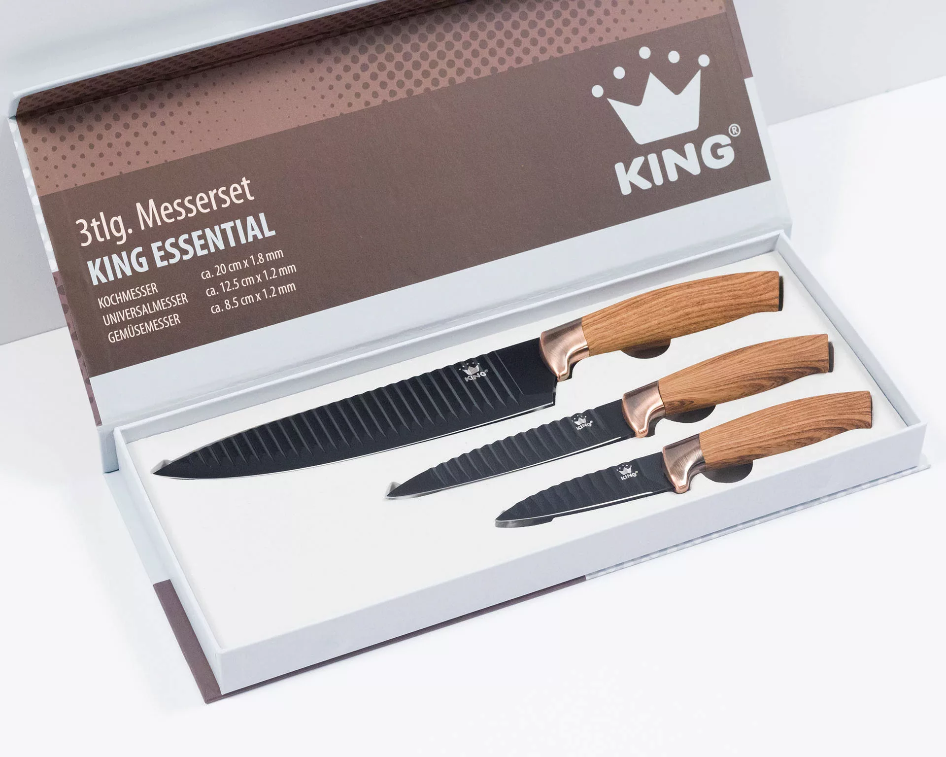 KING Messer-Set »Essential«, (Set, 3 tlg., 1 Kochmesser 20cm, 1 Universalme günstig online kaufen