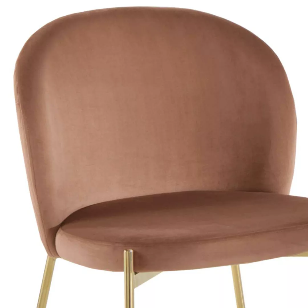 Samt Esstisch Stühle Rose mit Gestell aus Metall Goldfarben (4er Set) günstig online kaufen