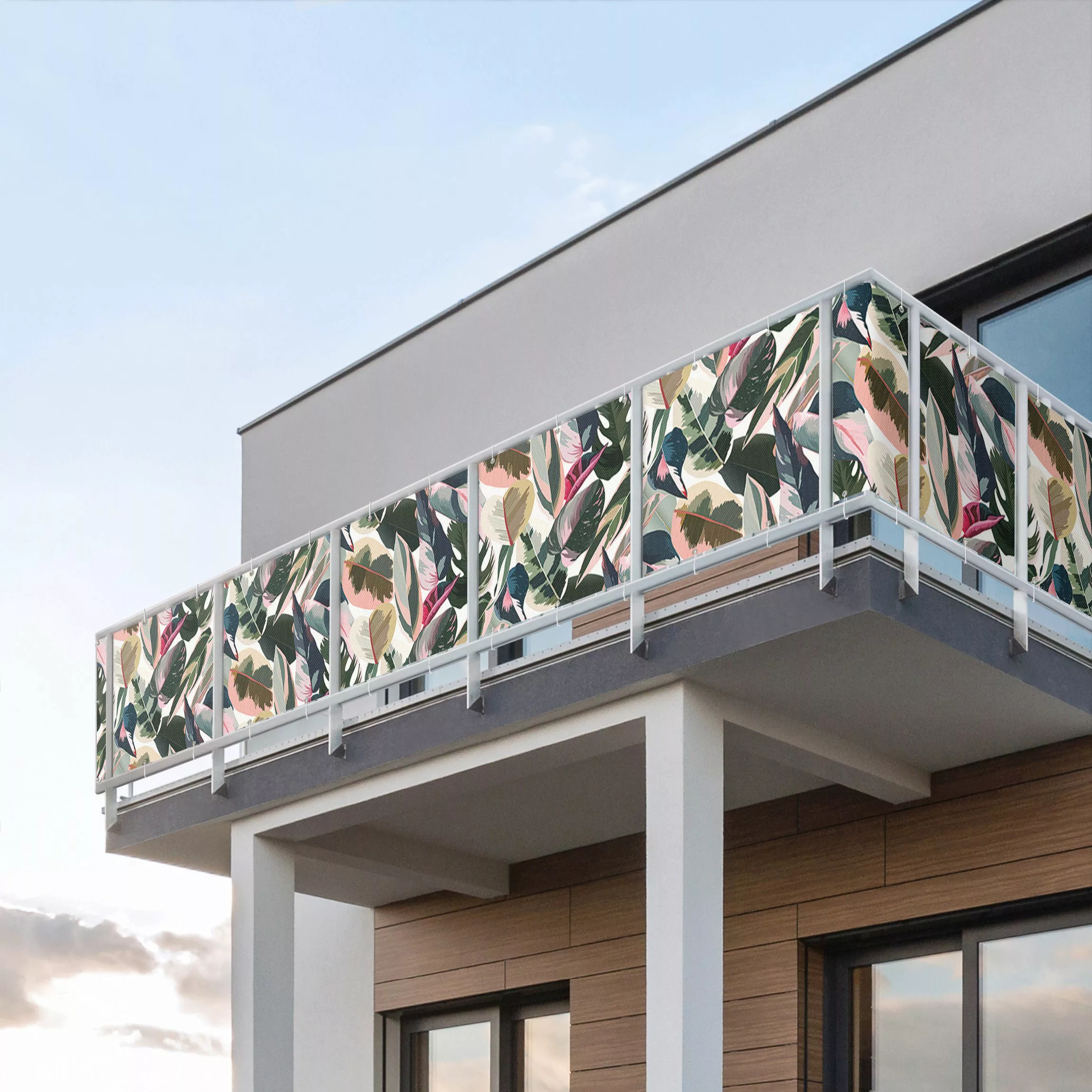 Balkon Sichtschutz Pinke Tropen Muster XXL günstig online kaufen