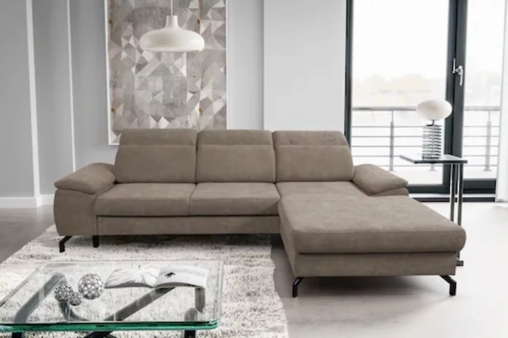 WERK2 Ecksofa »Panama L-Form«, Modernes Sofa mit Schlaffunktion, Bettkasten günstig online kaufen