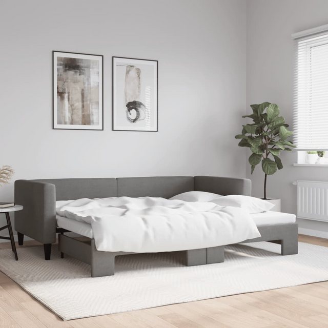 vidaXL Bett Tagesbett Ausziehbar Dunkelgrau 90x190 cm Stoff günstig online kaufen