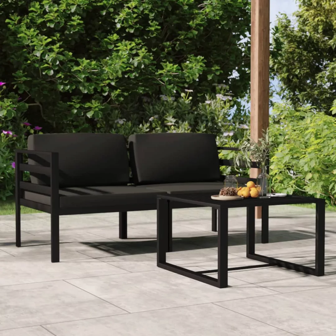 Vidaxl 3-tlg. Garten-lounge-set Mit Kissen Aluminium Anthrazit günstig online kaufen