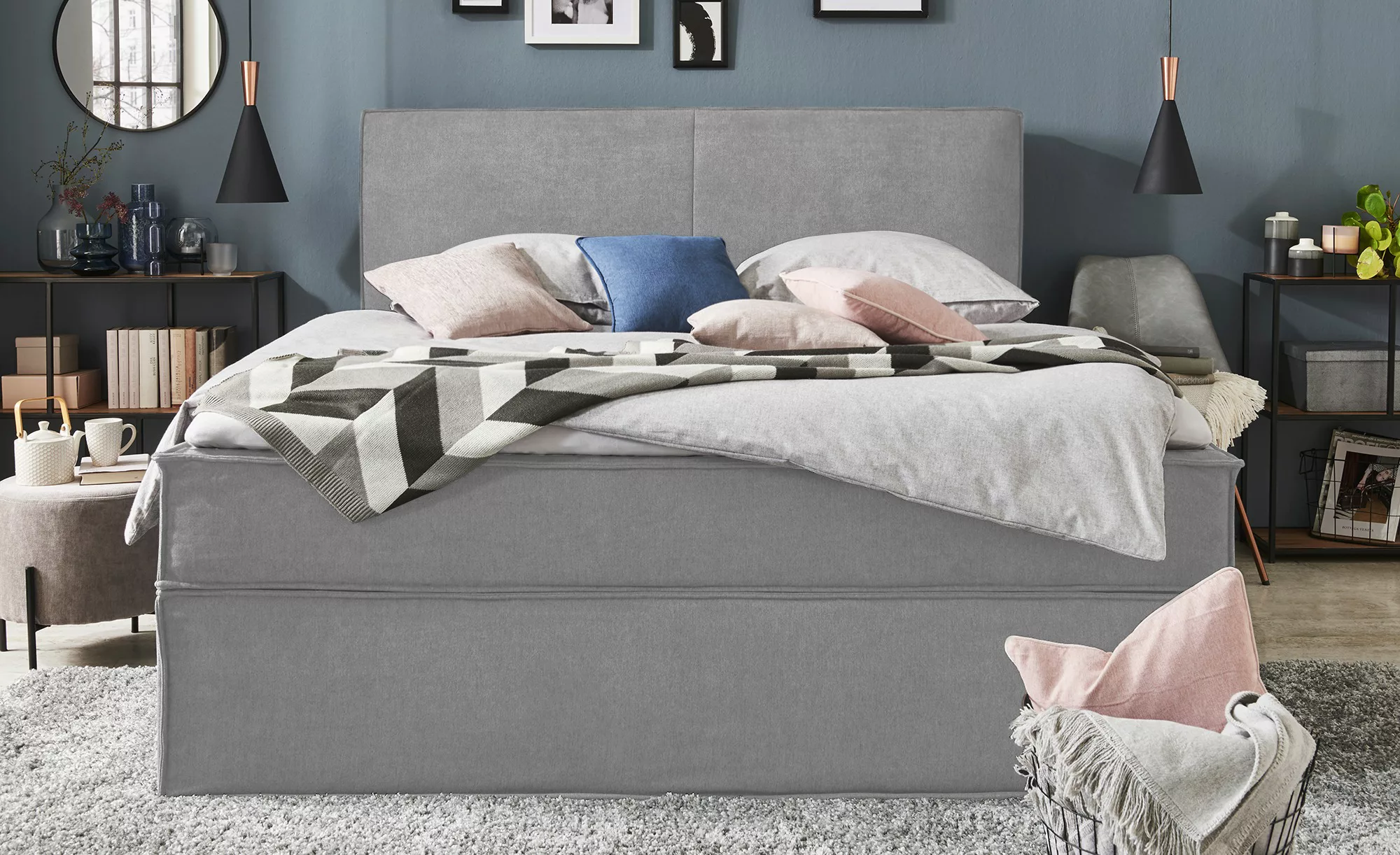 Boxi Boxspringbett mit trendigem Keder Boxi Urban ¦ grau ¦ Maße (cm): B: 16 günstig online kaufen