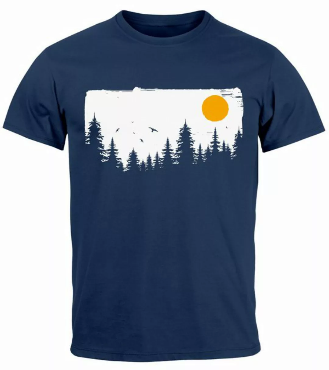 Neverless Print-Shirt Herren T-Shirt Wald Bäume Outdoor Adventure Abenteuer günstig online kaufen