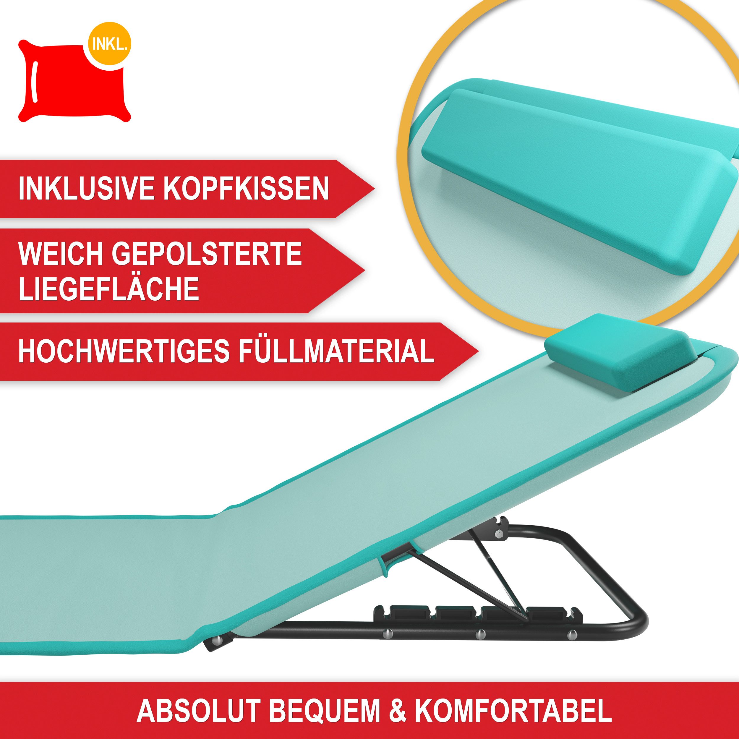 Onbest Campingliege Strandliege klappbar mit Nackenkissen günstig online kaufen