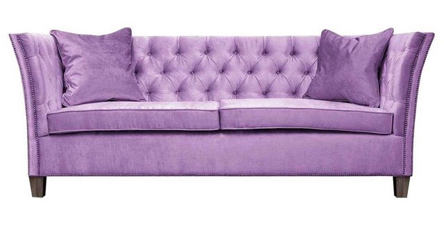 Xlmoebel Chesterfield-Sofa Chesterfield Dreisitzer Sofa Beige Samt Polster günstig online kaufen