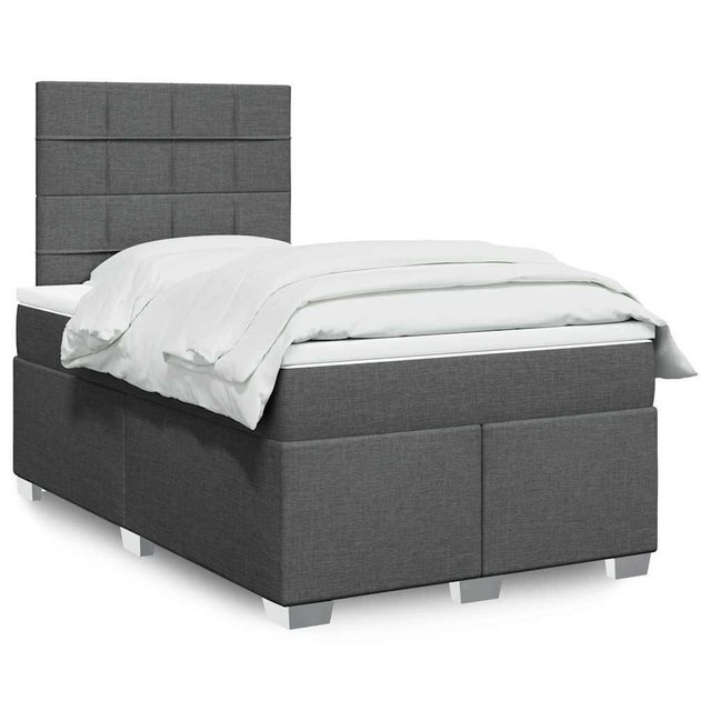 vidaXL Boxspringbett, Boxspringbett mit Matratze Dunkelgrau 120x200 cm Stof günstig online kaufen