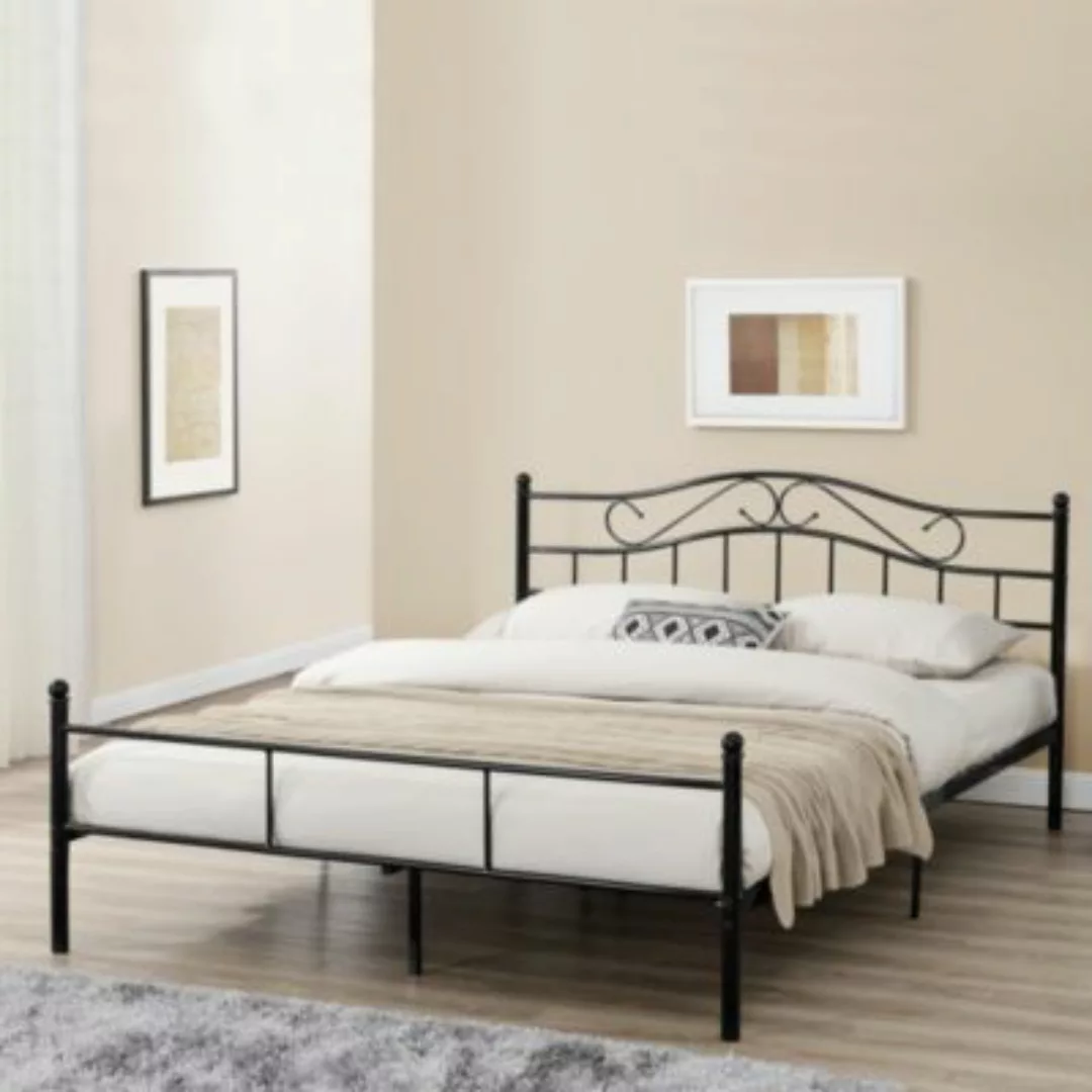 en.casa Metallbett, »Damur« Bett 200 x 200 cm schwarz, matt günstig online kaufen