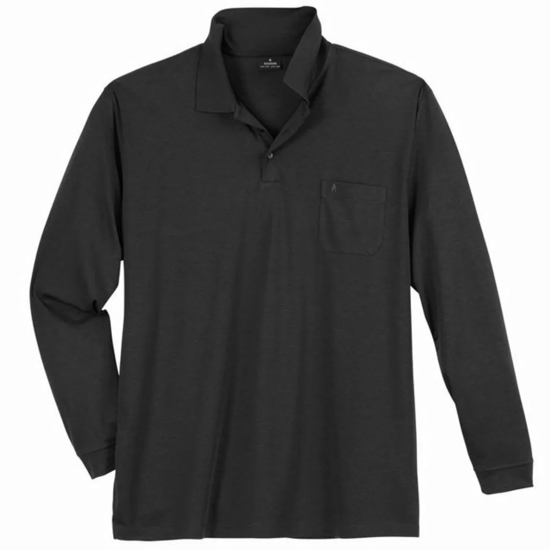 RAGMAN Poloshirt Große Größen Herren Langarm-Polo anthrazit melange Softkni günstig online kaufen