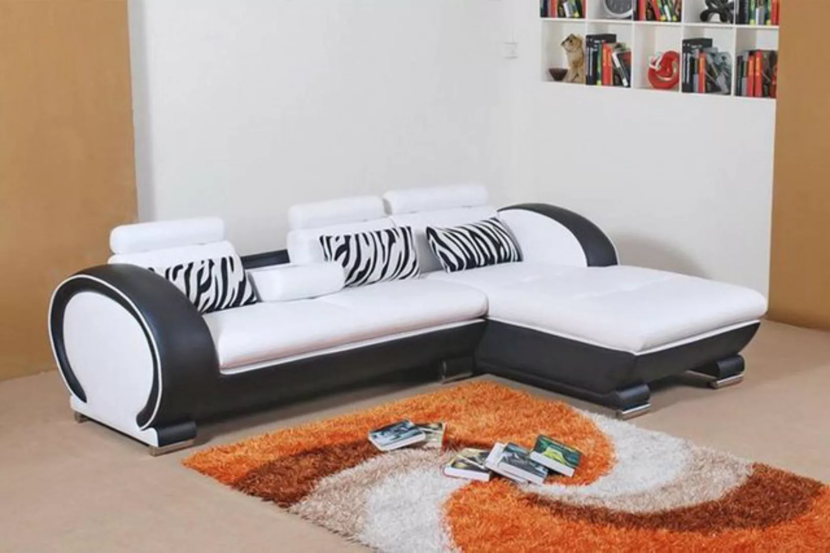 JVmoebel Ecksofa Ecksofa Sofagarnitur Leder Sofa Couch Ecke Polster Hocker günstig online kaufen