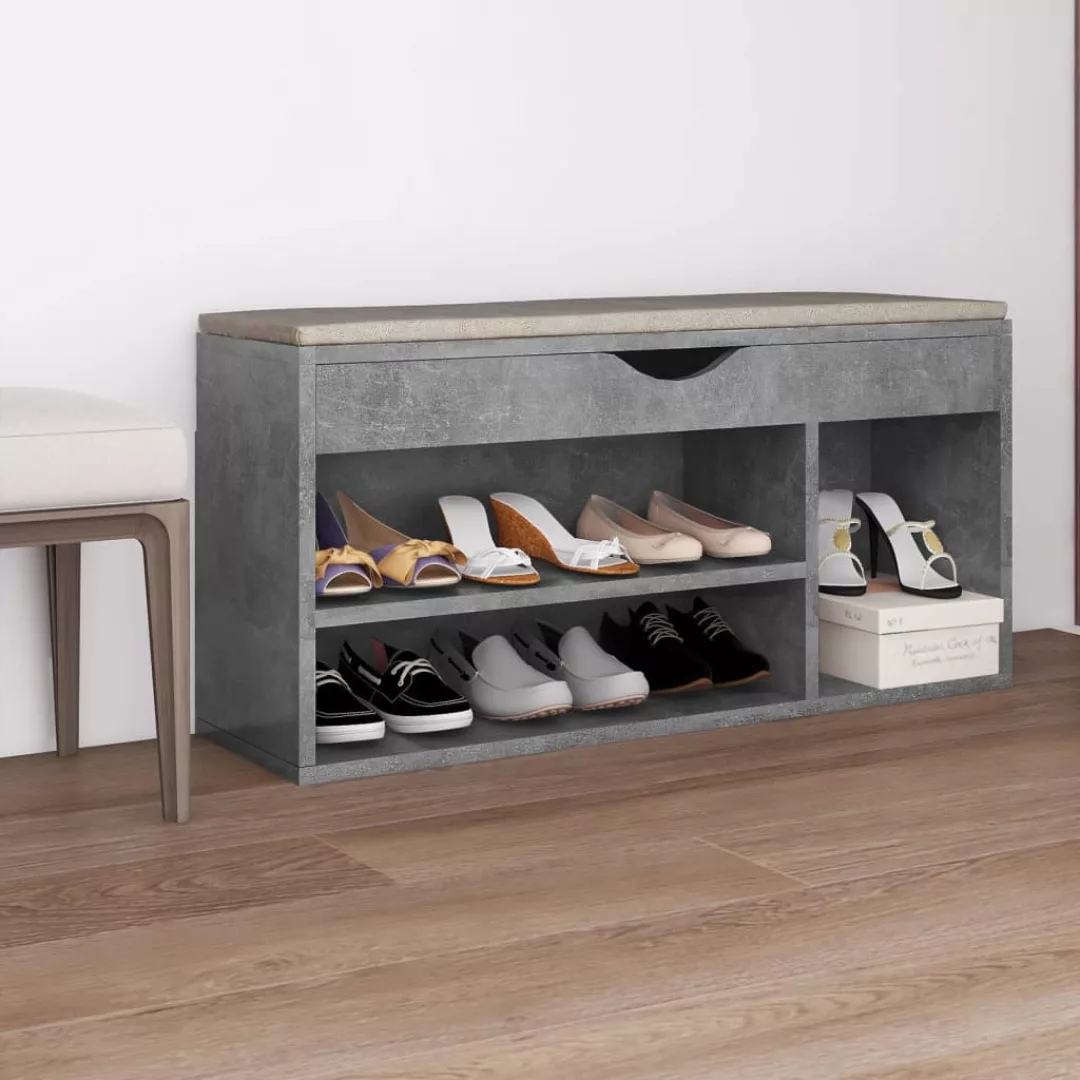 vidaXL Schuhschrank Schuhbank mit Kissen Betongrau 104x30x49 cm Spanplatte günstig online kaufen