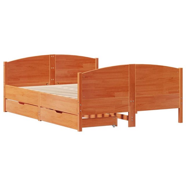 vidaXL Bett, Massivholzbett ohne Matratze Wachsbraun 120x200 cm Kiefernholz günstig online kaufen