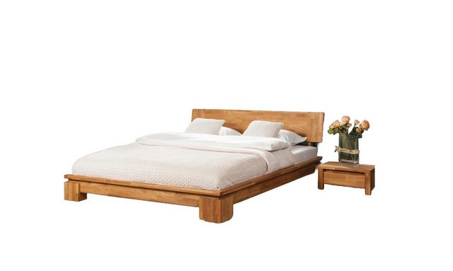 Natur24 Einzelbett Bett Tinci 1 niedrige Höhe 100x220 Wildeiche massiv mit günstig online kaufen