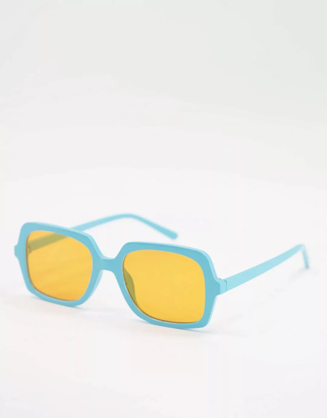 ASOS DESIGN – Mittelgroße, eckige Sonnenbrille mit recyceltem Rahmen in Bla günstig online kaufen