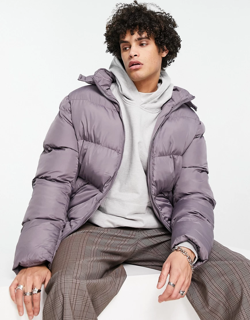 ASOS DESIGN – Pufferjacke aus recyceltem Material in Lavendel mit abnehmbar günstig online kaufen