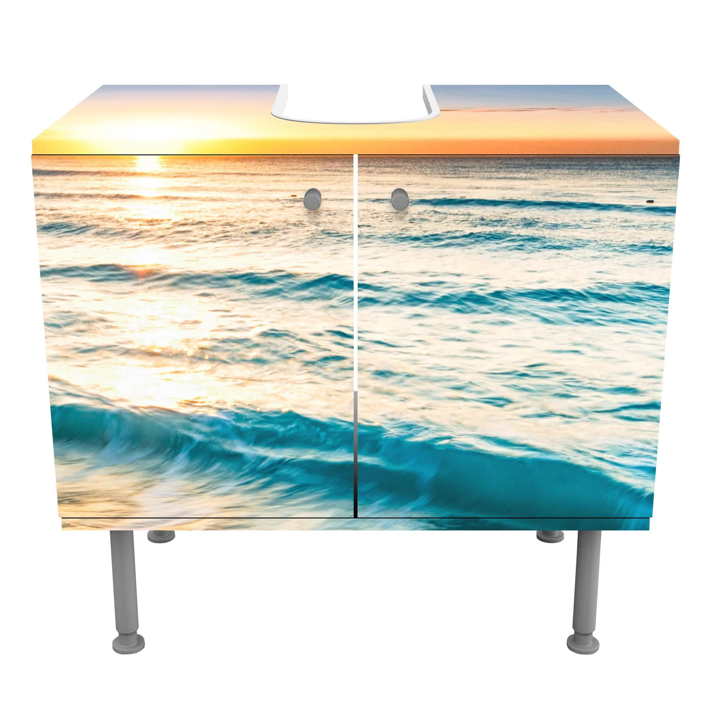 Waschbeckenunterschrank Natur & Landschaft Sonnenuntergang am Strand günstig online kaufen
