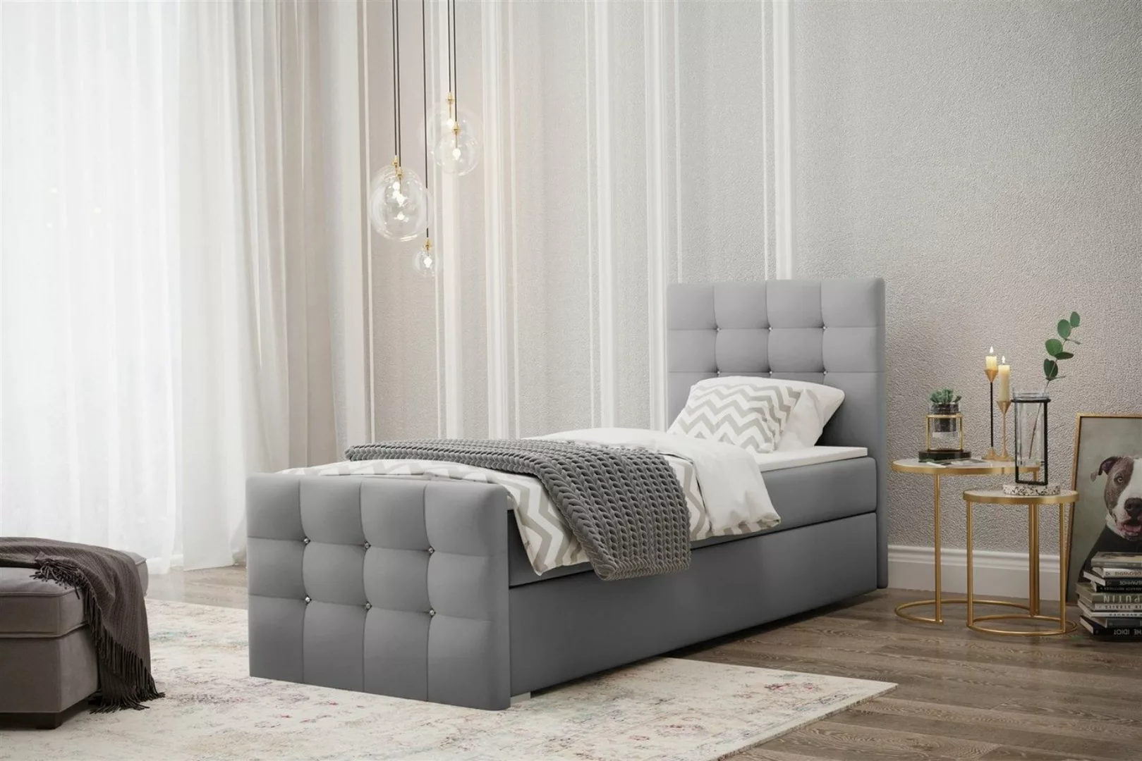 Fun Möbel Boxspringbett Boxspringbett Schlafzimmer MAURO in Kunstleder Grau günstig online kaufen