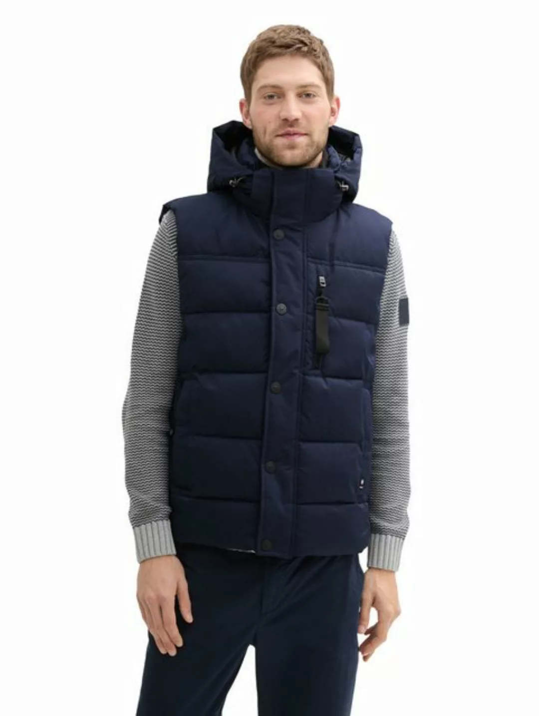 TOM TAILOR Outdoorjacke puffer vest with hood, sky captain blue günstig online kaufen