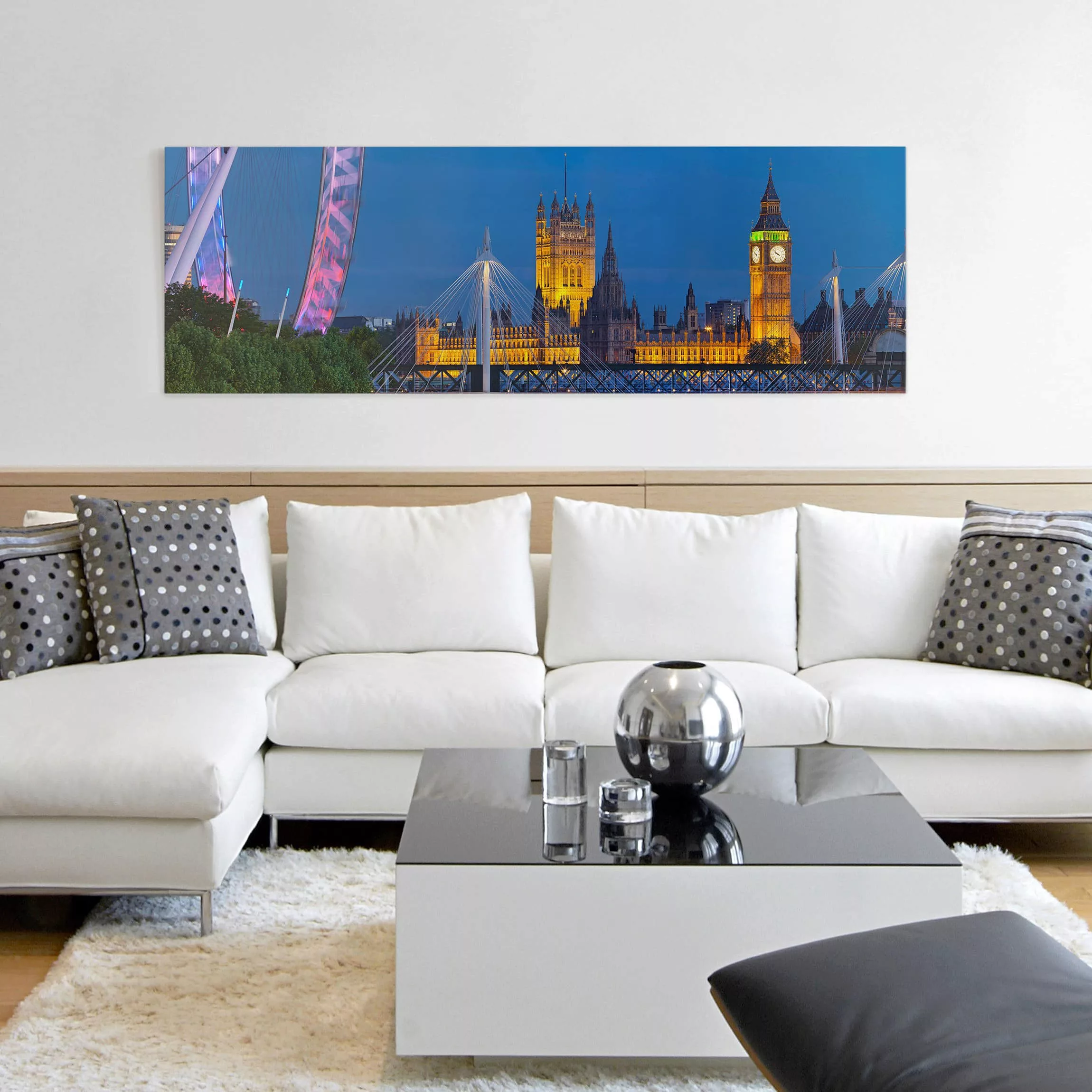 Leinwandbild London - Panorama Big Ben und Westminster Palace in London bei günstig online kaufen