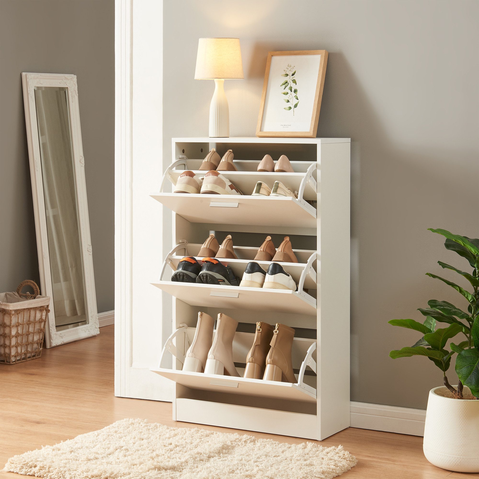 en.casa Schuhschrank »Sykkylven« Schuhkipper mit 3 günstig online kaufen