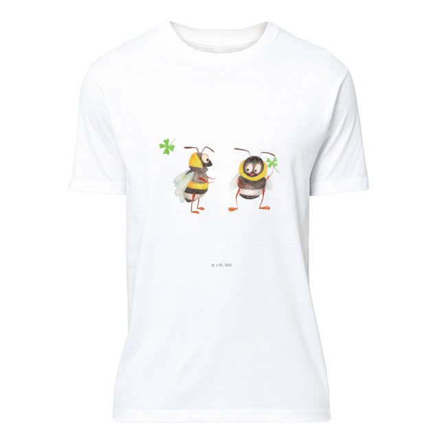 Mr. & Mrs. Panda T-Shirt Hummeln mit Kleeblatt - Weiß - Geschenk, T-Shirt, günstig online kaufen