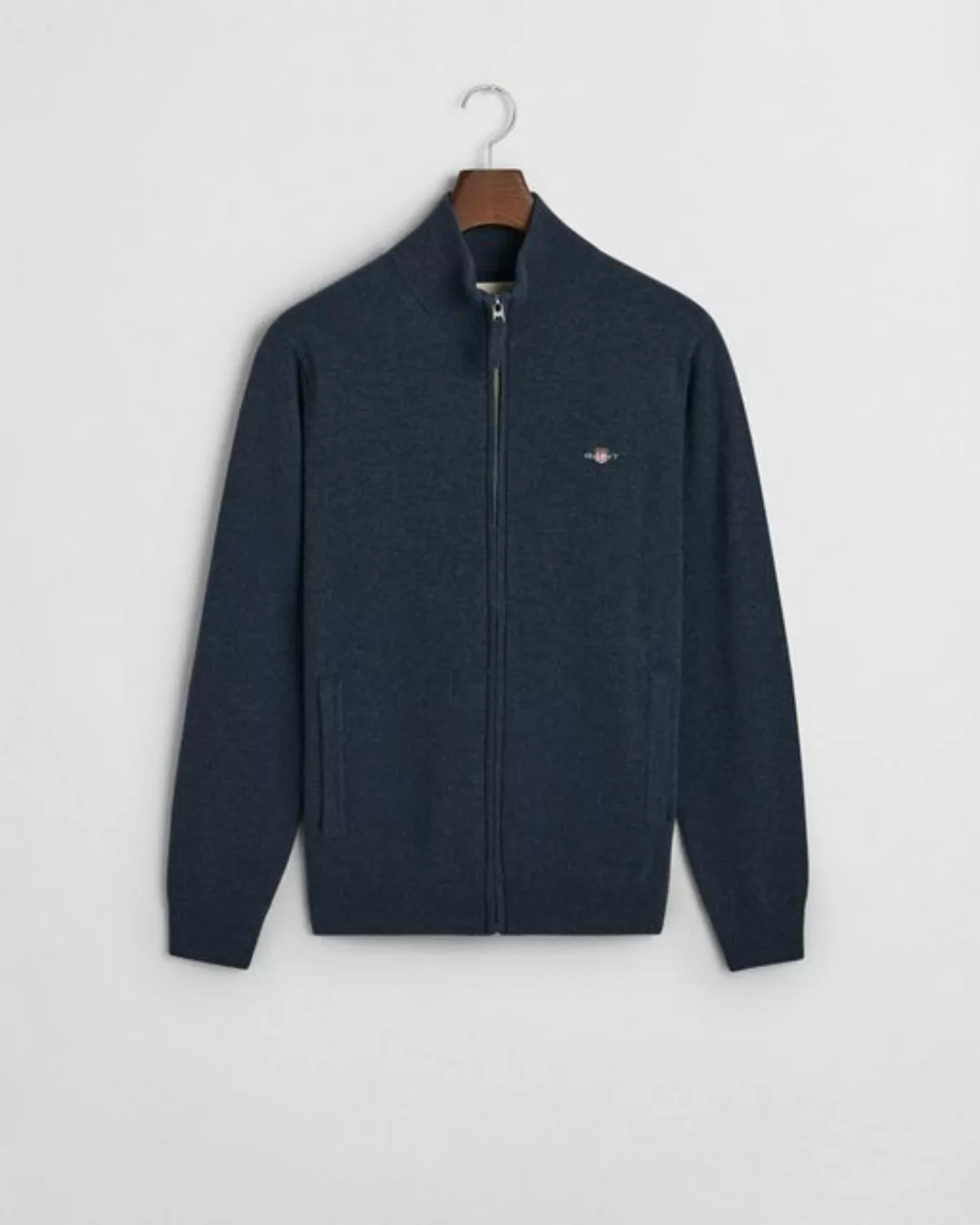 Gant Strickjacke SUPERFINE LAMBSWOOL ZIP CARDIGAN, DARK NAVY MELANGE günstig online kaufen