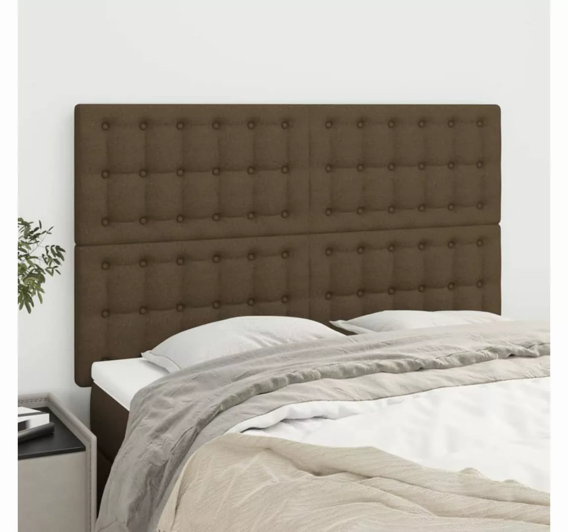 vidaXL Bett, Kopfteile 4 Stk. Dunkelbraun 72x5x78/88 cm Stoff günstig online kaufen