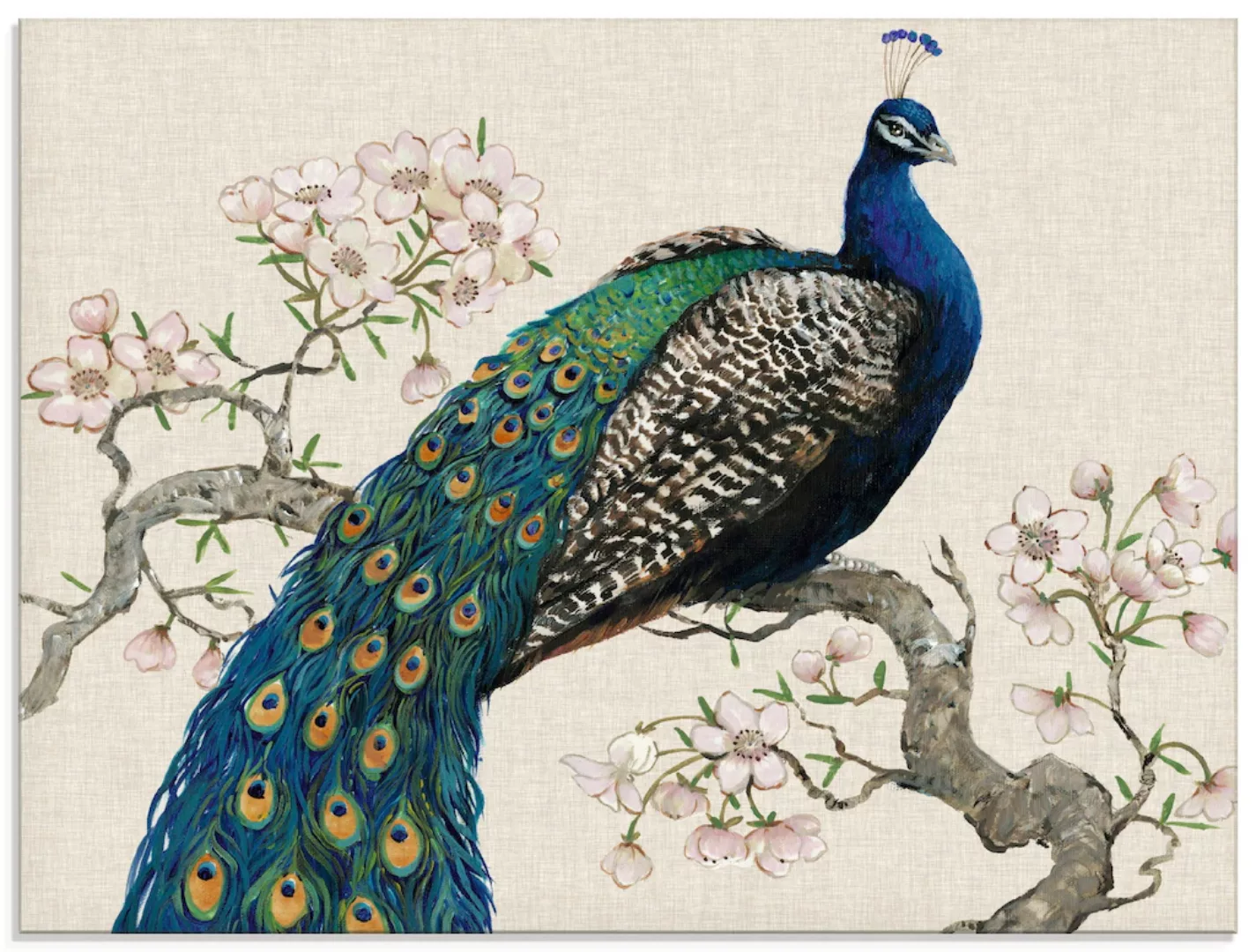Artland Glasbild "Pfau & Blüten I", Vögel, (1 St.), in verschiedenen Größen günstig online kaufen