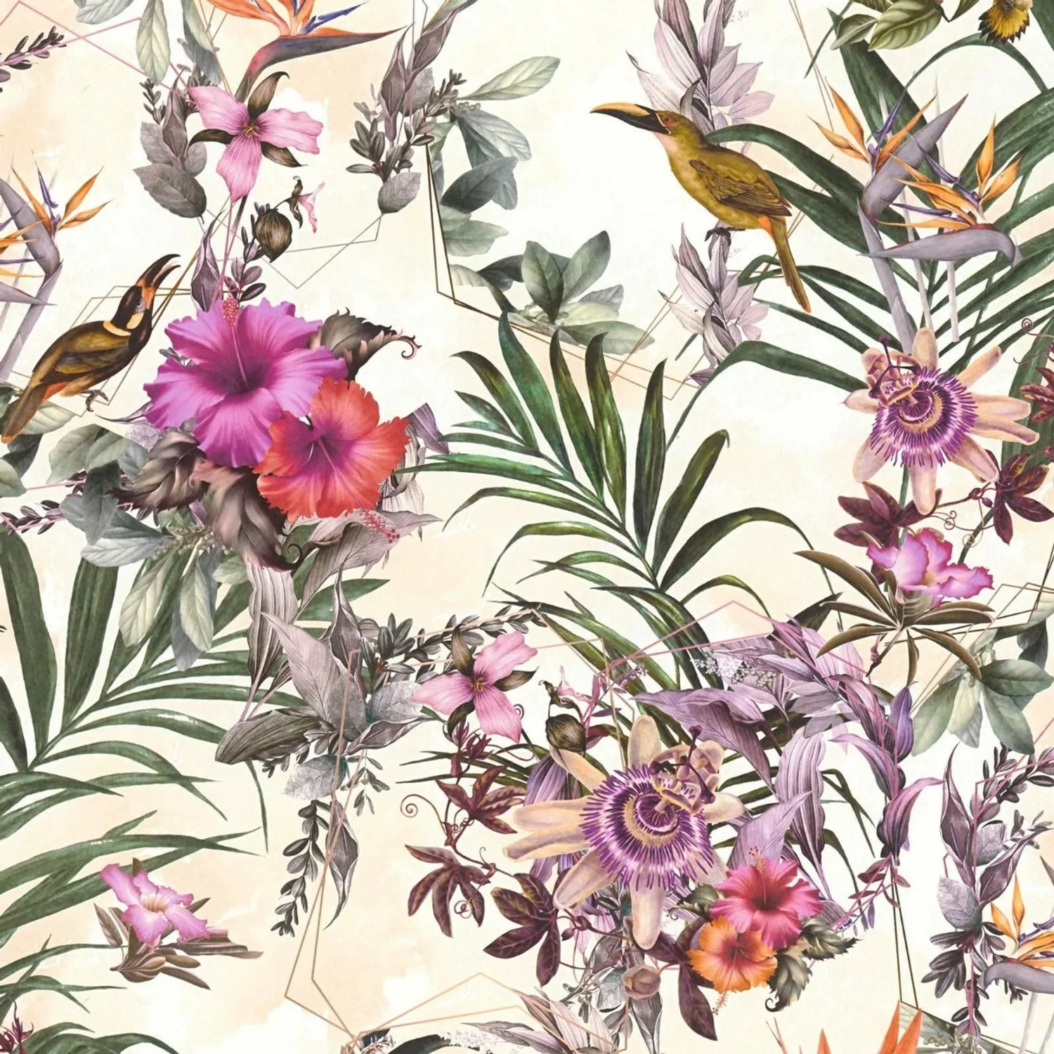 Bricoflor Hibiskus Tapete Mit Tropischen Blättern Bunt Für Schlafzimmer Dsc günstig online kaufen
