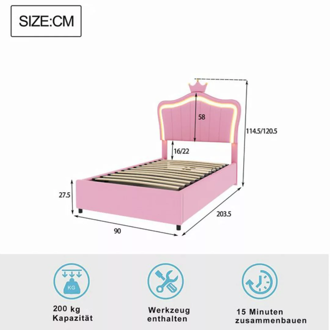 Sweiko Kinderbett Hochkastenbett,Hydraulisches Stauraumbett (mit höhenverst günstig online kaufen