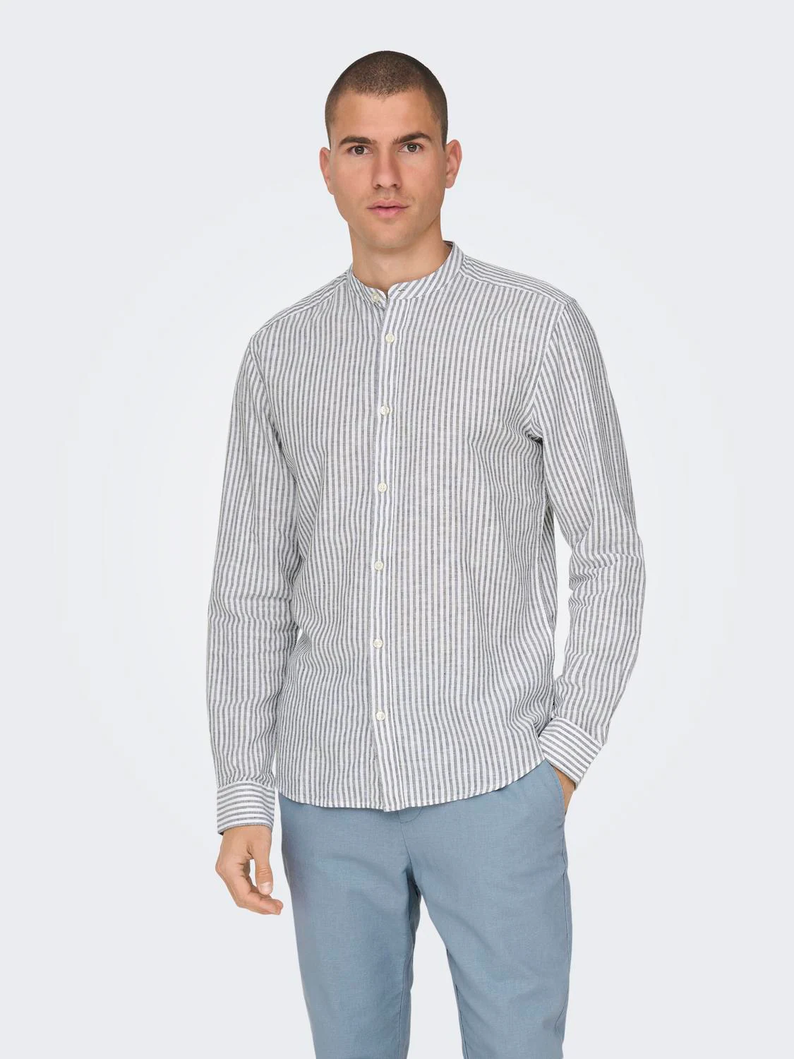 ONLY & SONS Langarmhemd ONSCAIDEN LS MAO STRIPE LINEN SHIRT NOOS günstig online kaufen