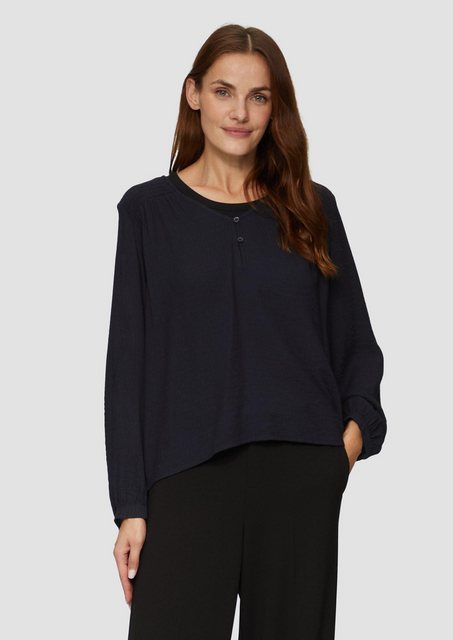 s.Oliver Langarmbluse Viskose Bluse mit Smok Details Smok-Detail günstig online kaufen