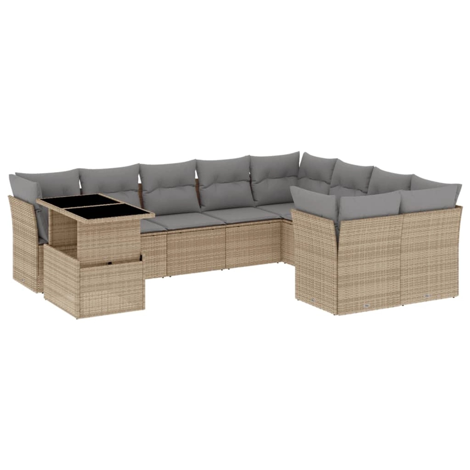 vidaXL 10-tlg Garten-Sofagarnitur mit Kissen Beige Poly Rattan Modell 235 günstig online kaufen