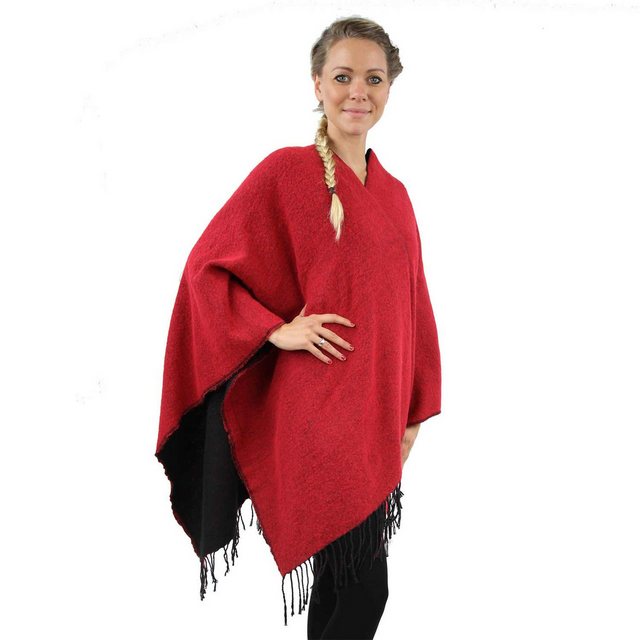 Antonio Strickponcho Antonio Cape,Poncho, uni color rot günstig online kaufen