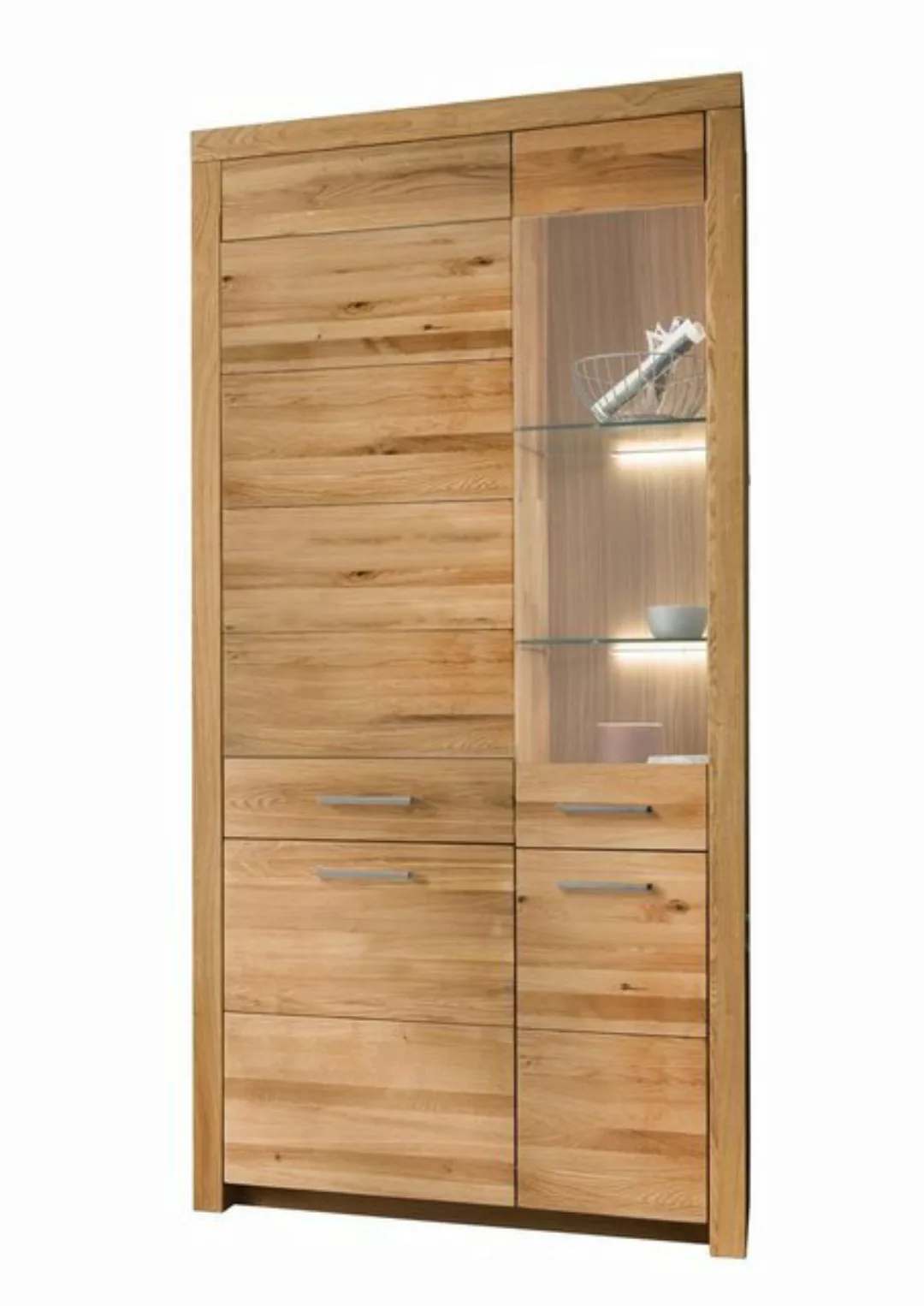 Lebenswert Vitrine WZ-0169 (BxHxT: 102,2x204,1x40 cm) aus Wildeiche in natu günstig online kaufen