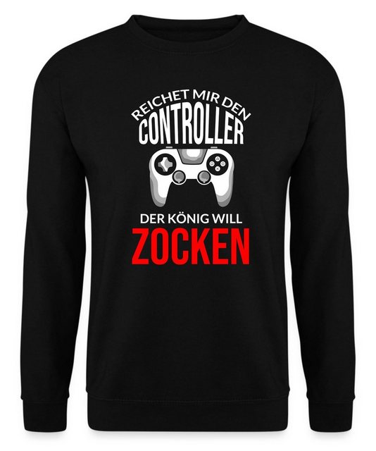 Quattro Formatee Sweatshirt Der König will Zocken - Controller Gaming Gamer günstig online kaufen