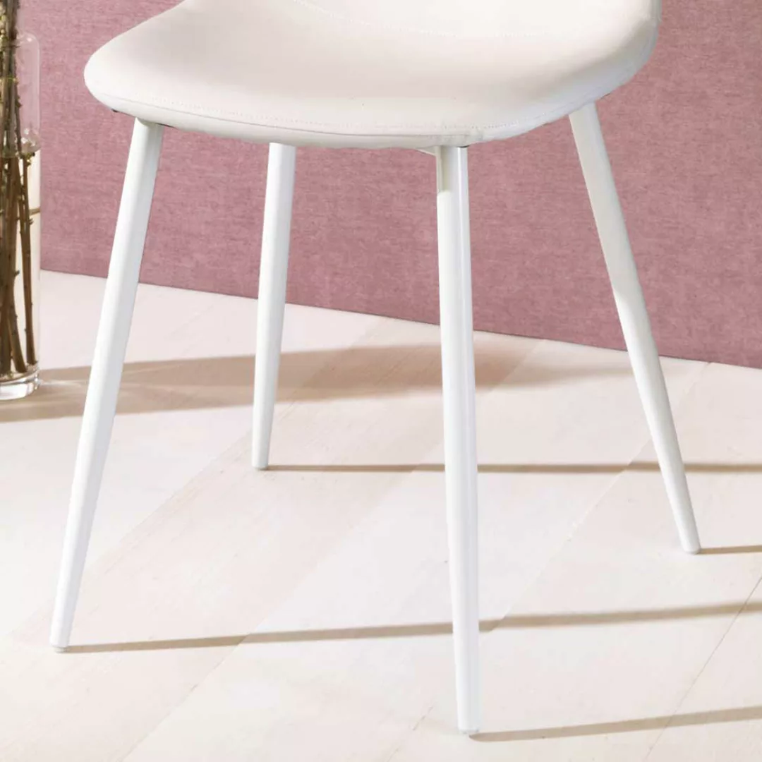 Kunstleder Stühle in Weiß Metallgestell (4er Set) günstig online kaufen