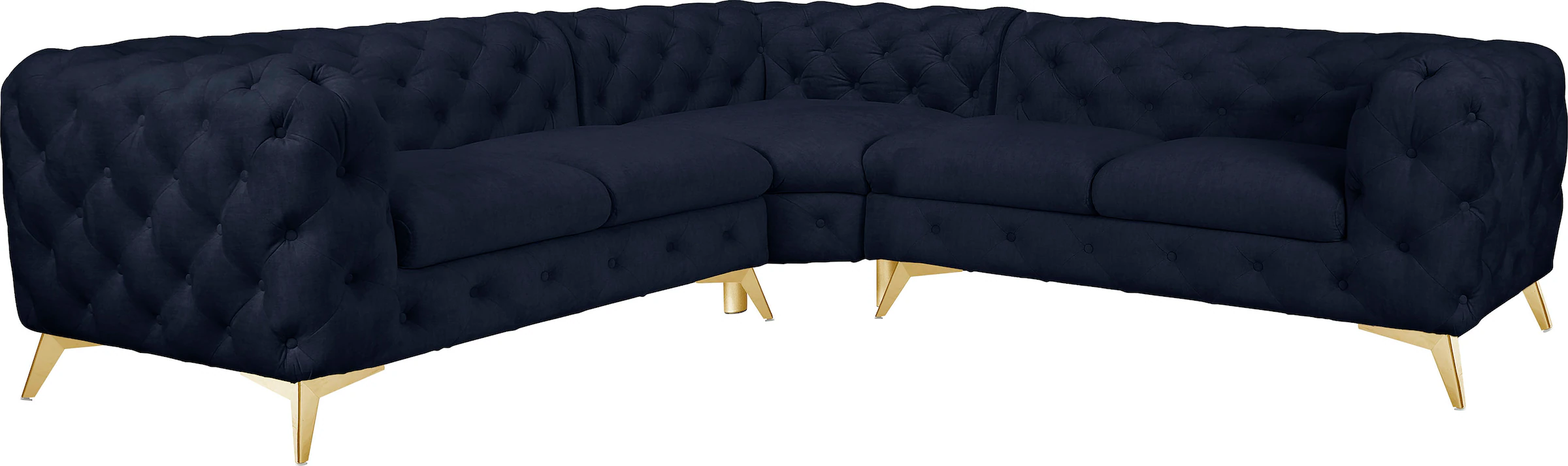 Leonique Chesterfield-Sofa "Ecksofa GLYNIS L-Form mit Wellenunterfederung, günstig online kaufen