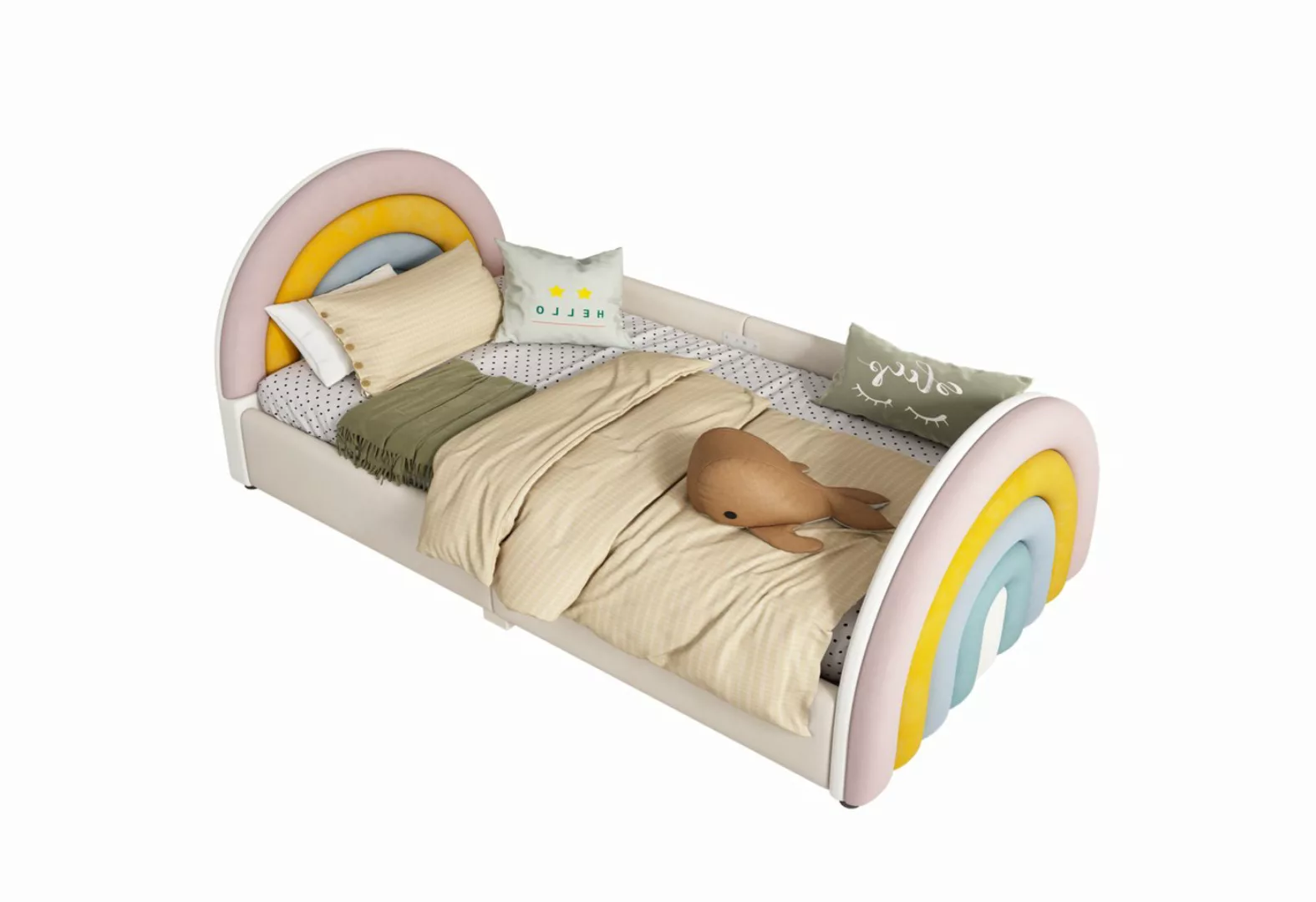 autolock Kinderbett 90*200cm Kinderbett, Polsterbett, Regenbogenform günstig online kaufen