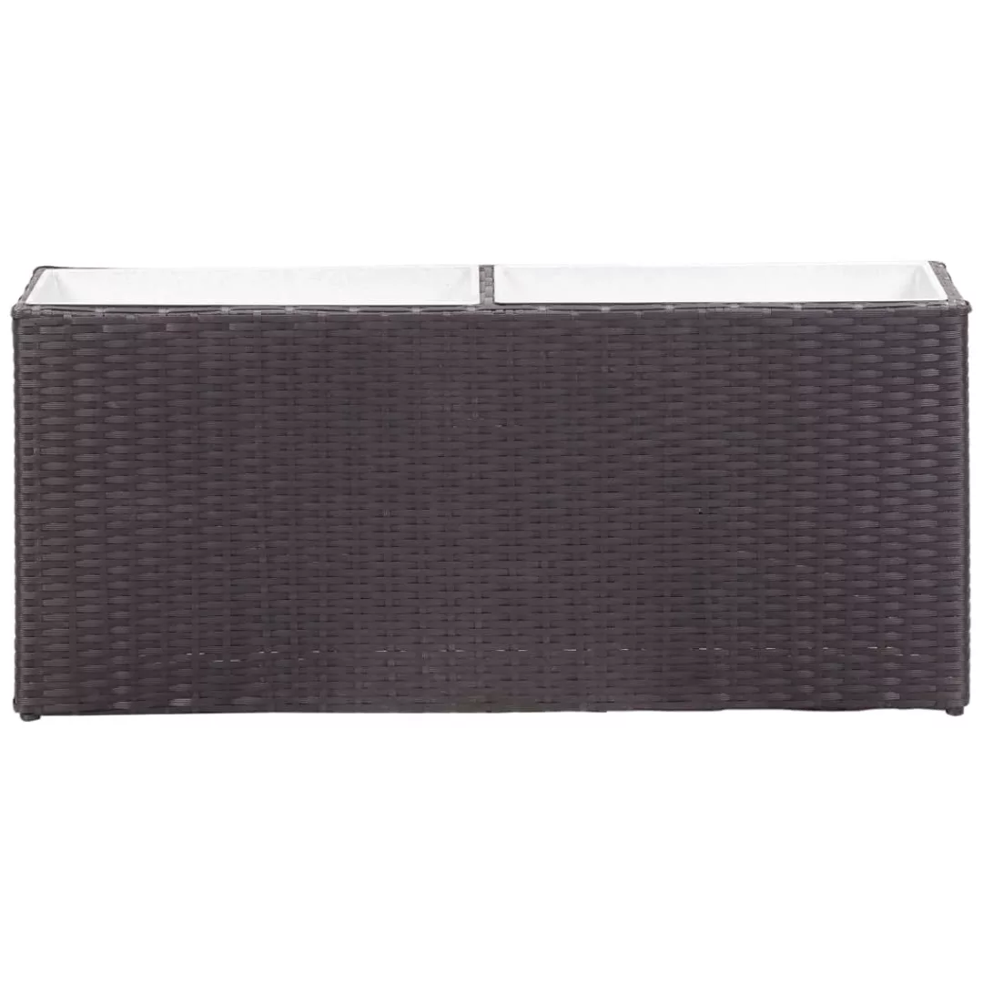 Garten-hochbeet Mit 2 Töpfen 90x20x40cm Poly Rattan Schwarz günstig online kaufen