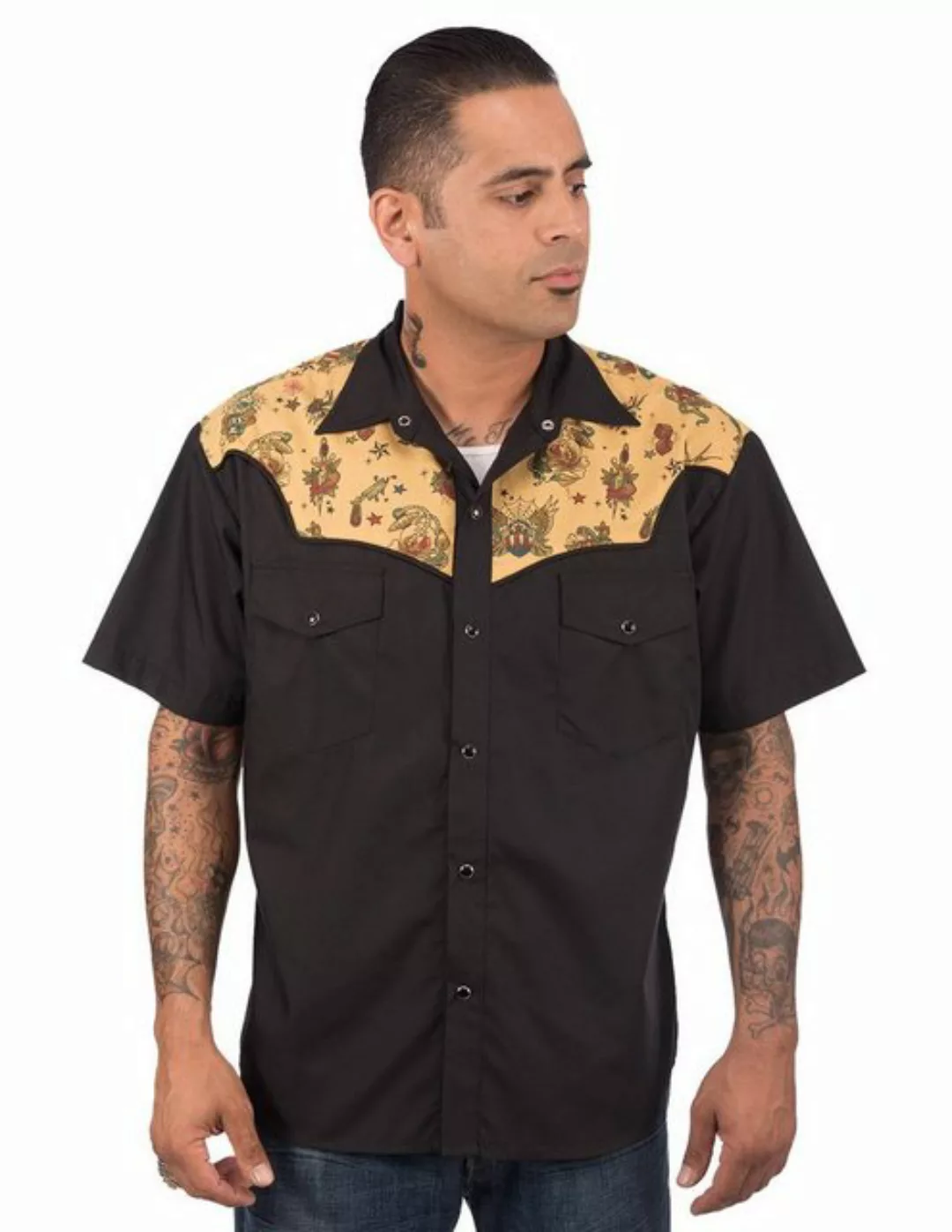 Steady Clothing Kurzarmhemd Tattoo Flash Western Shirt Retro Rockabilly günstig online kaufen