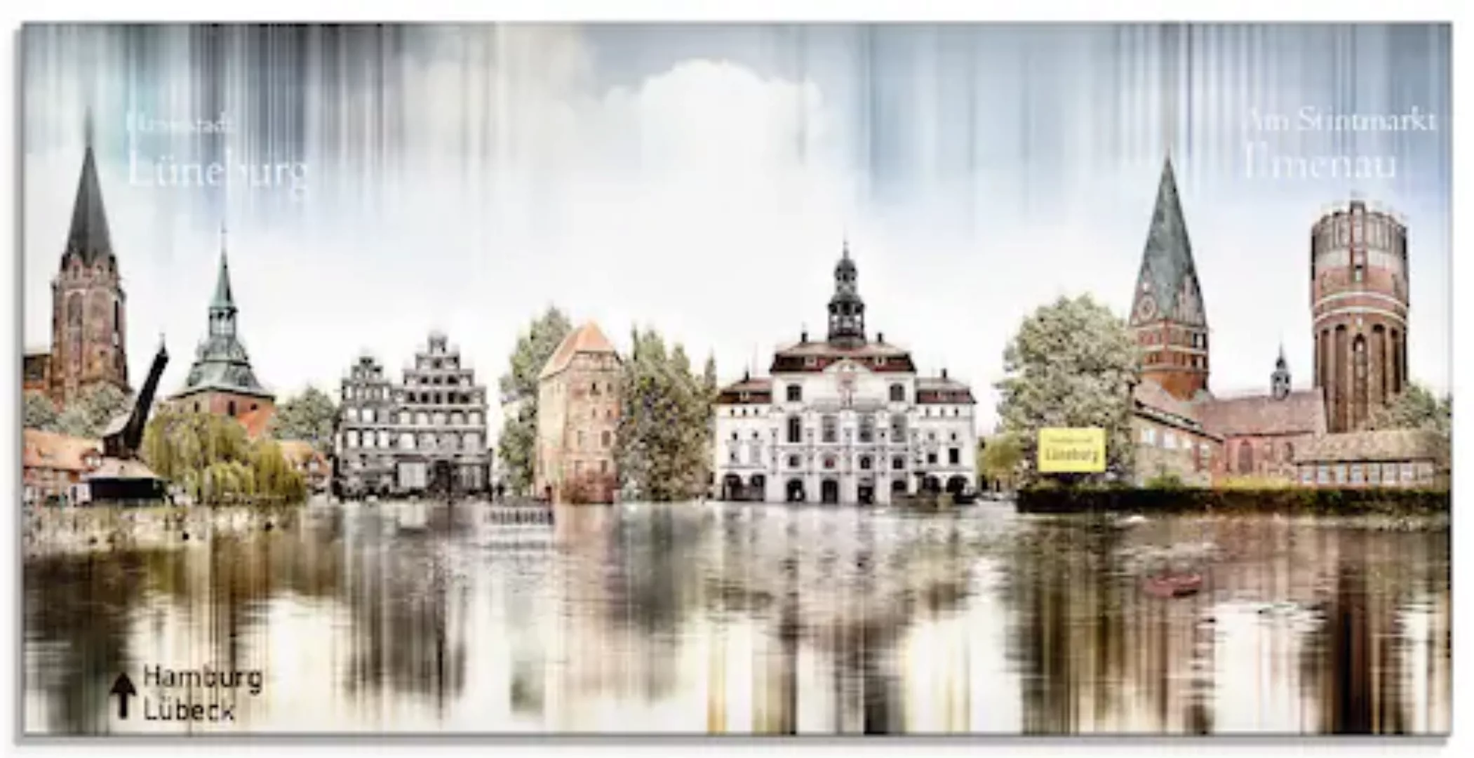 Artland Glasbild "Lüneburg Skyline Abstrakte Collage", Deutschland, (1 St.) günstig online kaufen