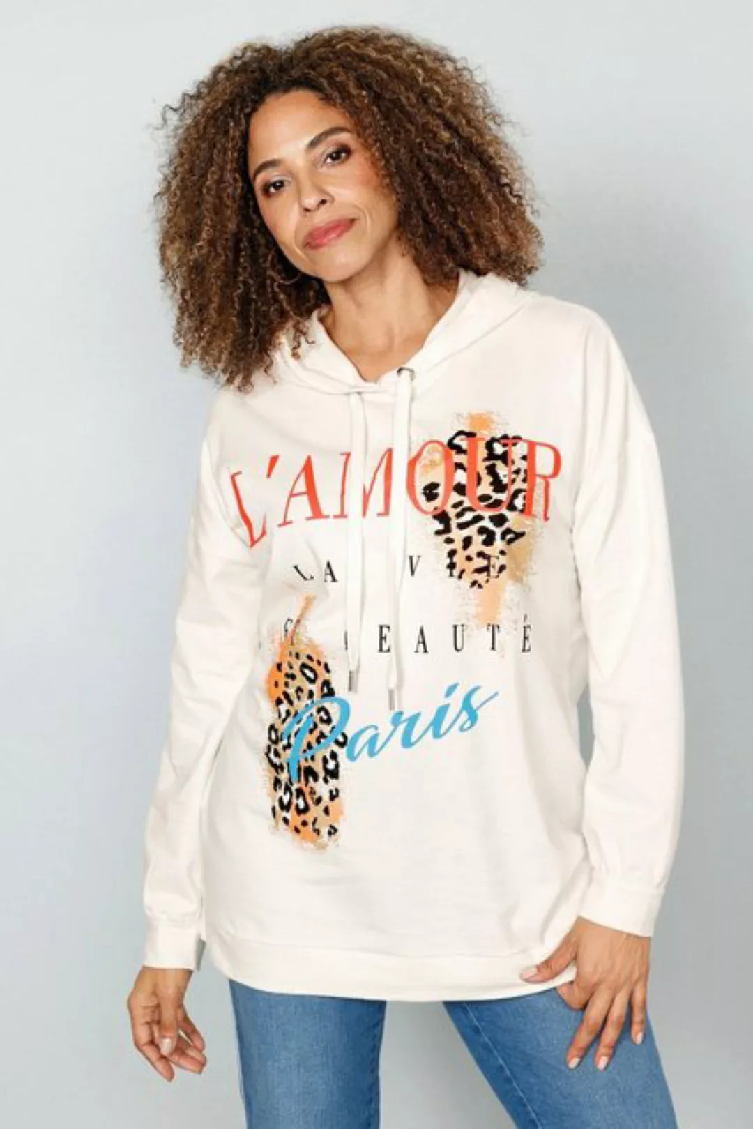 MIAMODA Sweatshirt Hoodie Kapuzensweater großer Druck günstig online kaufen