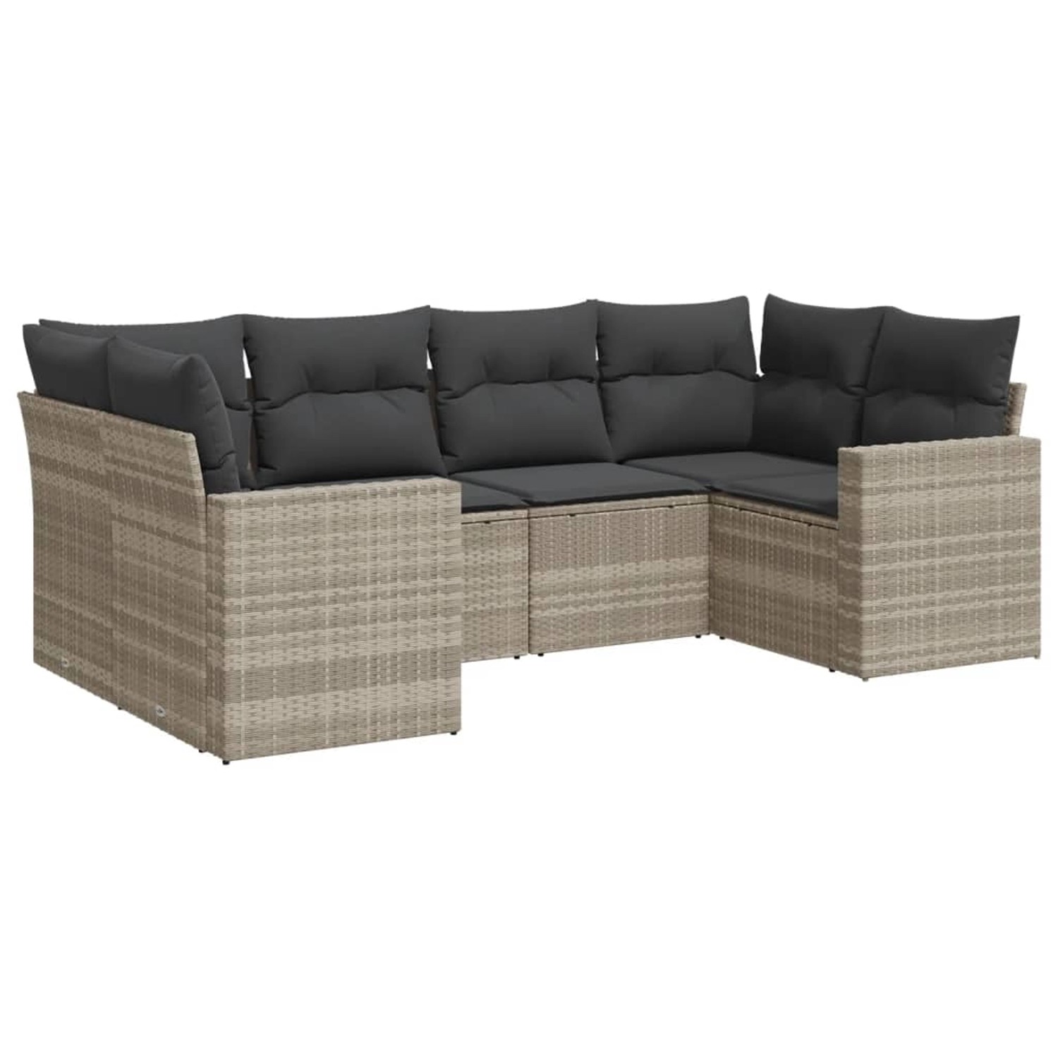 vidaXL 6-Tlg Garten-Sofagarnitur mit Kissen Hellgrau Poly Rattan 3219372 günstig online kaufen