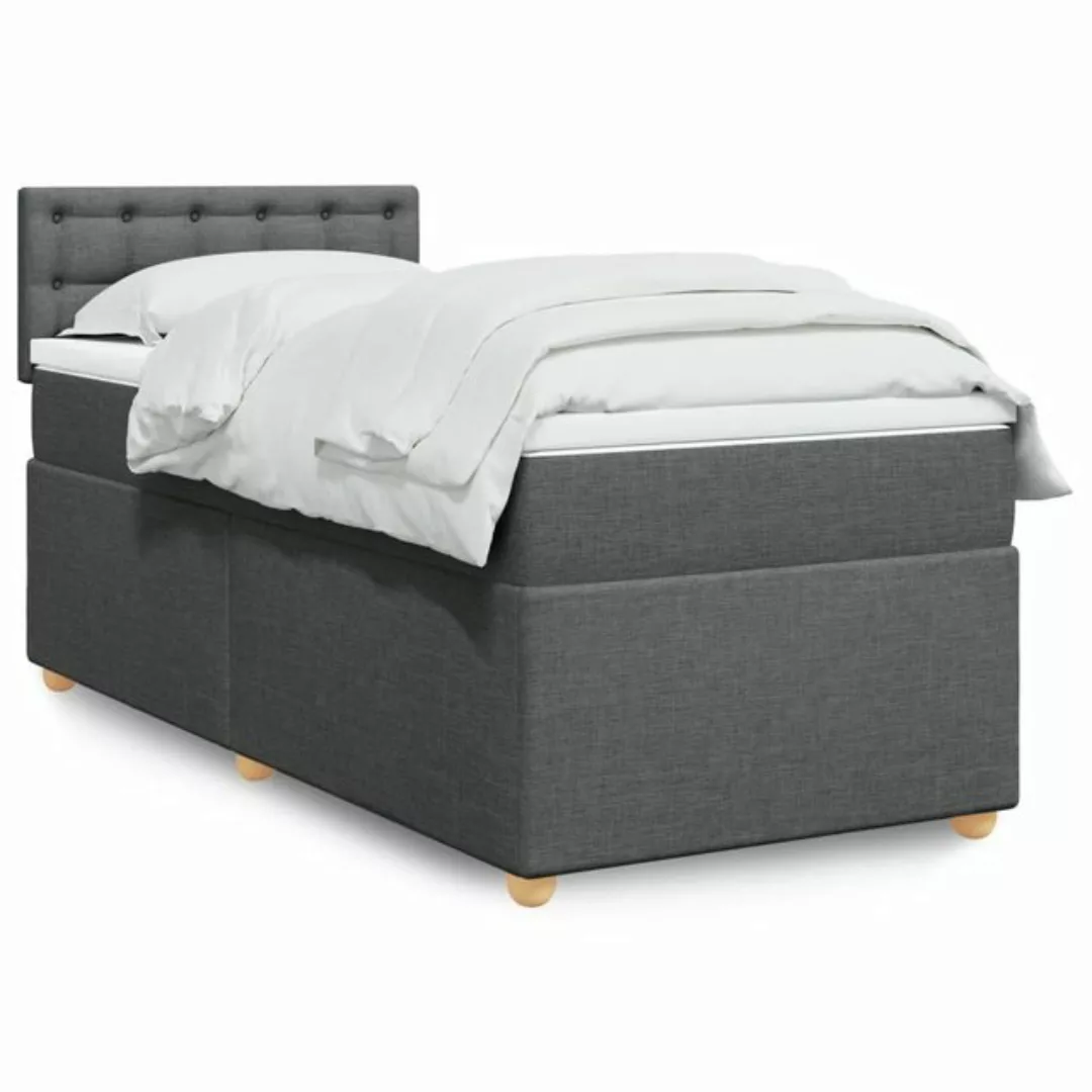 vidaXL Boxspringbett, Boxspringbett mit Matratze Dunkelgrau 80x200 cm Stoff günstig online kaufen