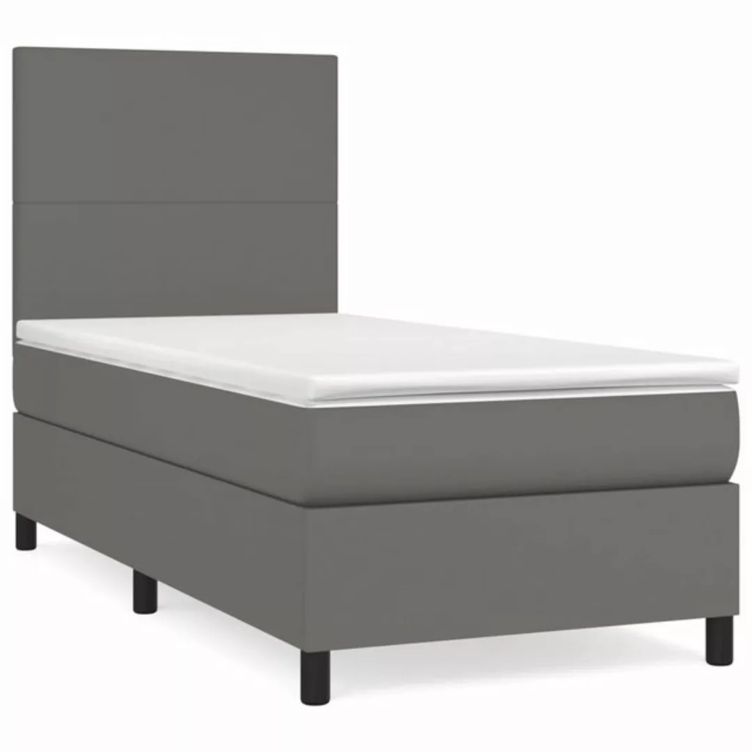 vidaXL Boxspringbett mit Matratze Grau 90x200 cm Kunstleder1466113 günstig online kaufen