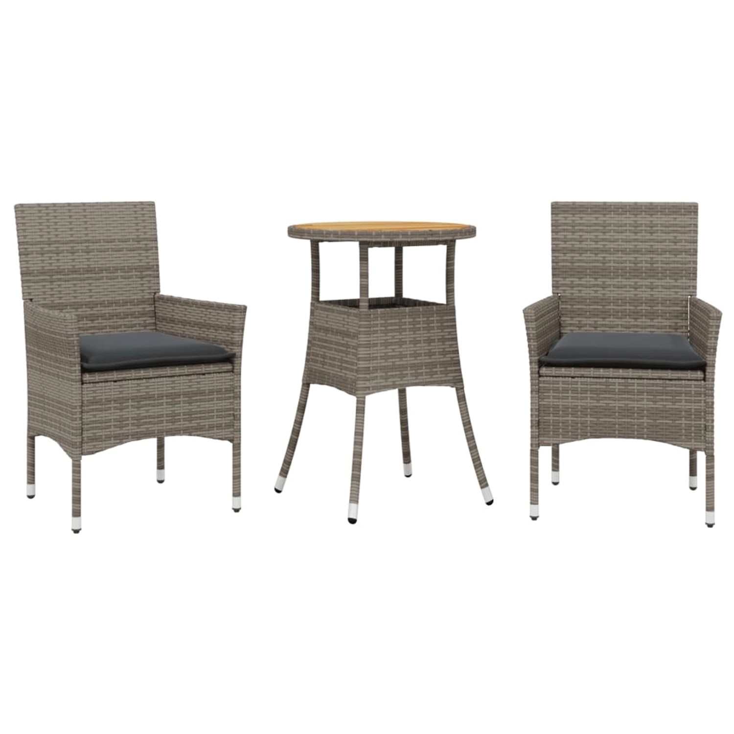vidaXL 3-Tlg Garten-Essgruppe mit Kissen Grau Poly Rattan Akazie 3278731 günstig online kaufen